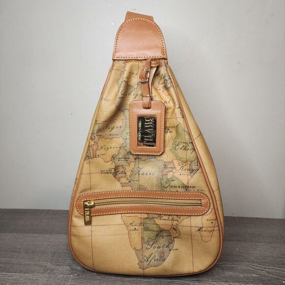 Alviero Martini 1A Classe GEO Classic Map Shoulder Sling Backpack Body Bag ITALY - Picture 2 of 16